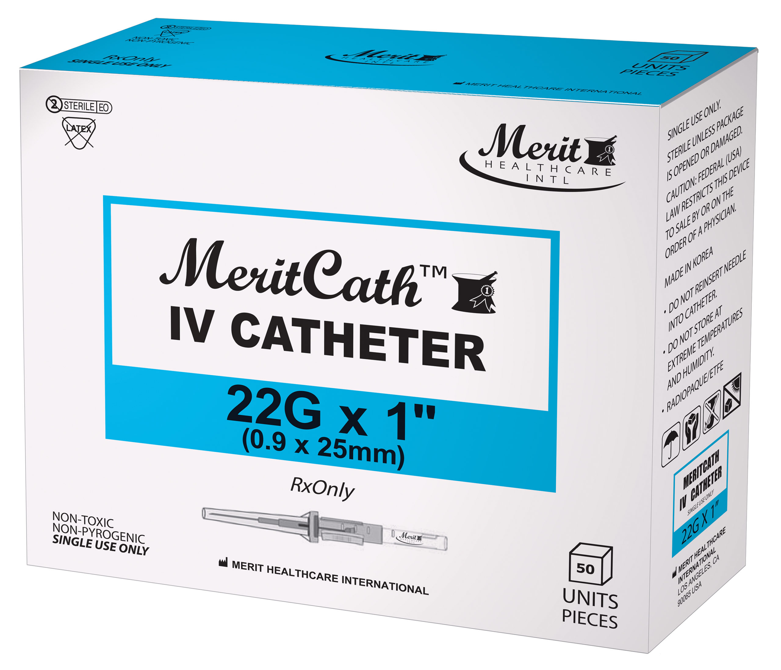 MeriCath, IV Catheter, 22G x 1″, Box/50 # 53000
