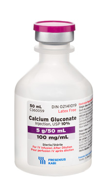 Calcium Gluconate, Preservative Free 10%, 100 mg / mL Intravenous Injection Single Dose Vial 50 mL # 63323-0360-59