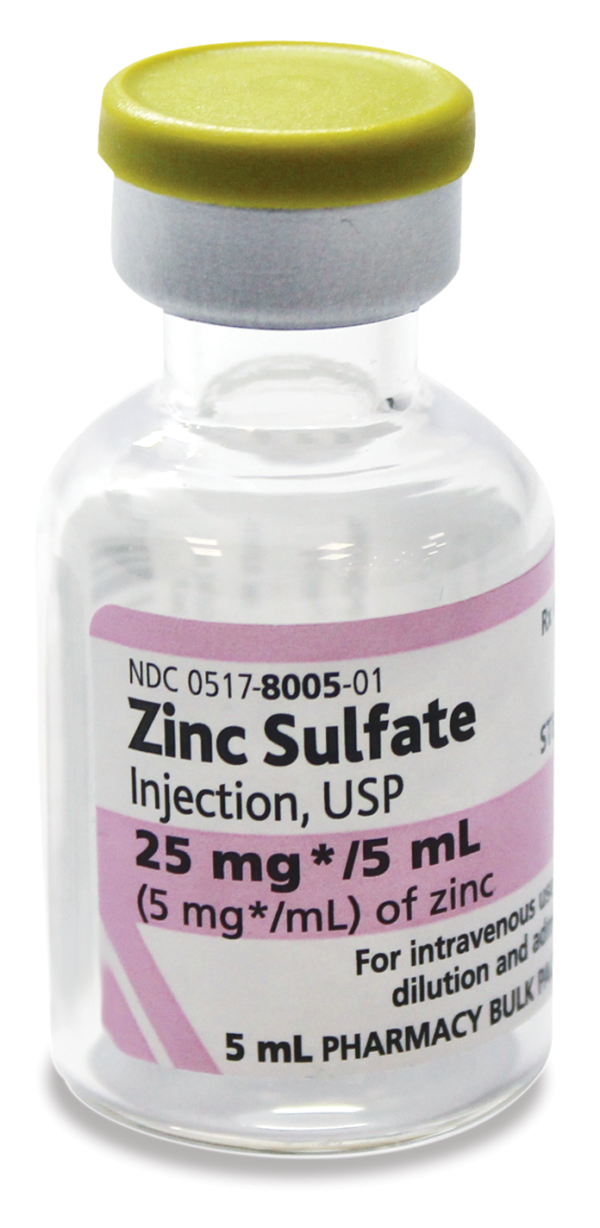 Zinc Sulfate, Preservative Free 5 mg / mL Intravenous Injection Single