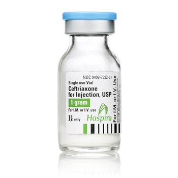 Ceftriaxone for Injection, USP Ceftriaxone Sodium 1 Gram / 15 mL Injection Single Use Vial 15 mL