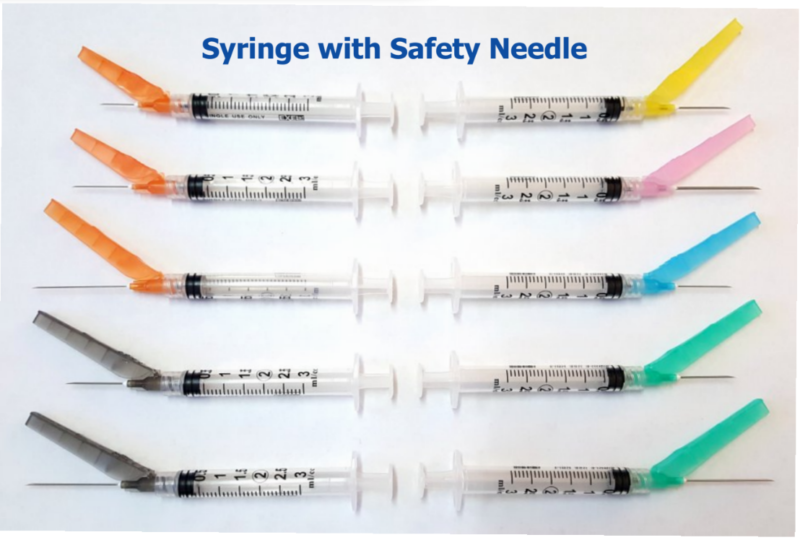Safety Syringe With Needle: 3cc 25G x 1″ #27111  Sold As A Case of 8 x 50