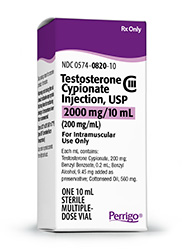 Testosterone Cypionate Injection, 200mg/mL, 10mL, Multiple Dose Vial, CIII # 00574082710