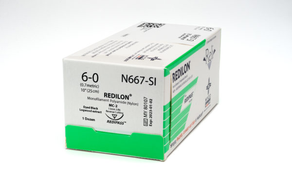 6-0 Black Nylon Sutures, 12/Box # N667-SI(#1698G)