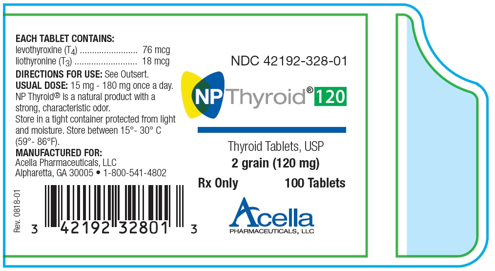 NP Thyroid 120 mg (2 grain) 100 Tablets Per Bottle