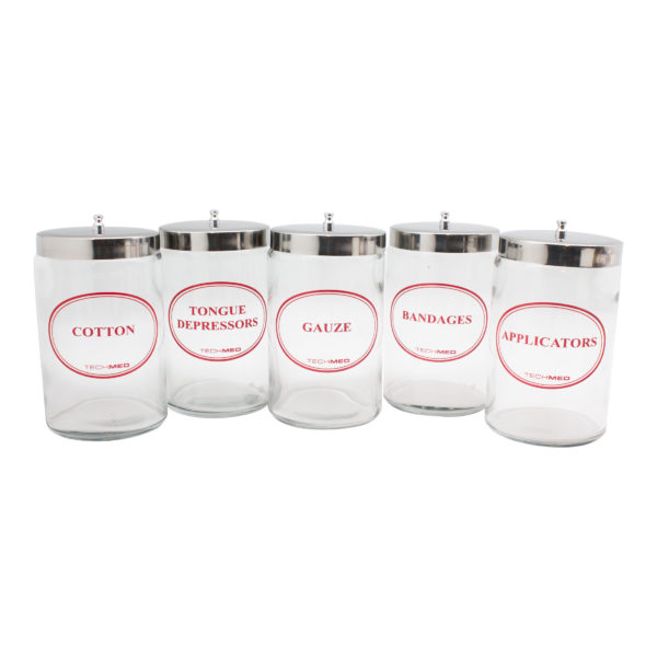 Sundry Jars, RED Labeled Size: 7" x 4 1/4", 5 RED Labeled Jars Per Case # 4009