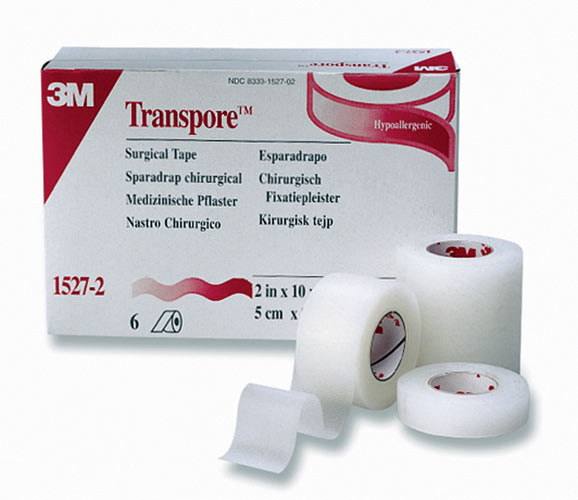 3M Transpore Transparent Porous Tape 1 IN x 10 YD 12 Rolls/Carton #1527-1