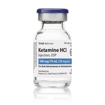 Ketamine HCl 500mg/10mL (50mg/mL) Injection Multiple Dose Vial 10 mL, Box 10, CIII # 00409205310 - Merit Pharmaceutical