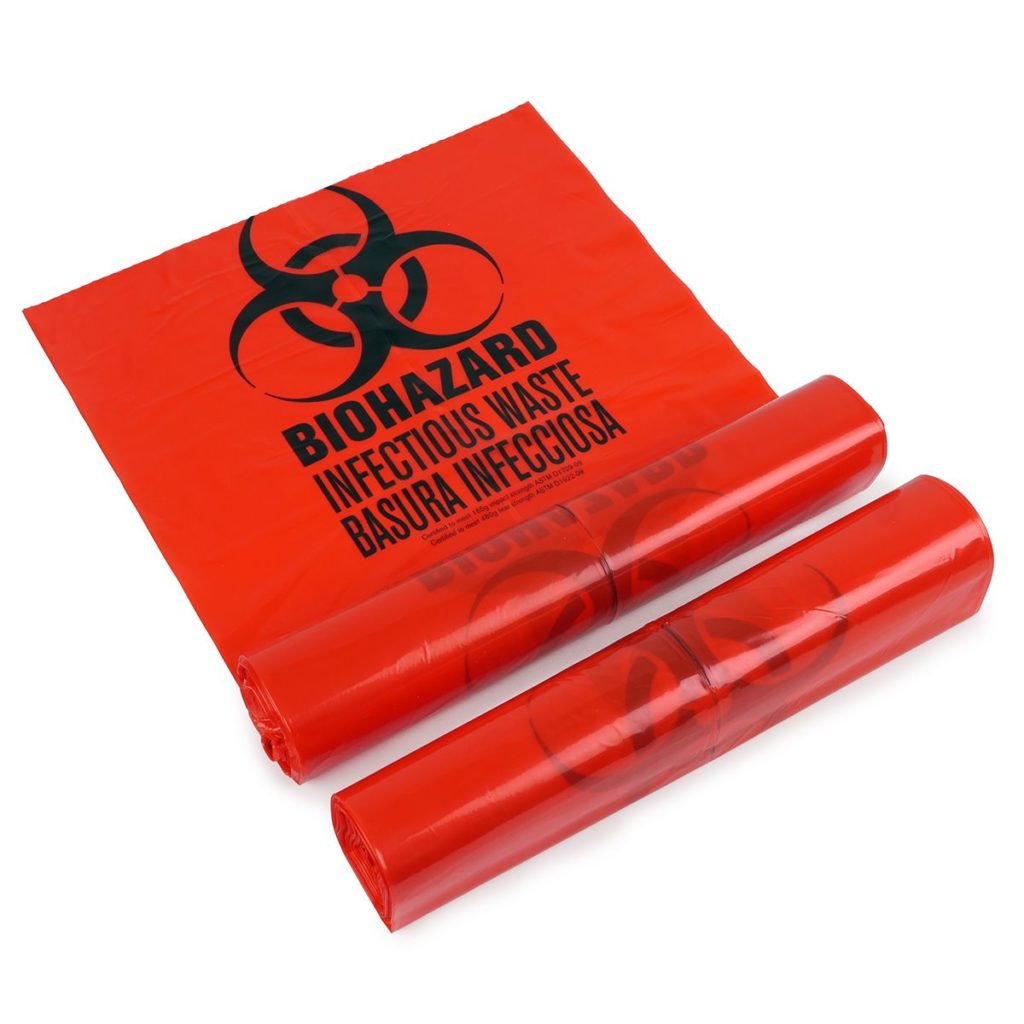 Red Biohazard Bags, Infectious Waste Bags 24 x 24, 10 Gallon Merit