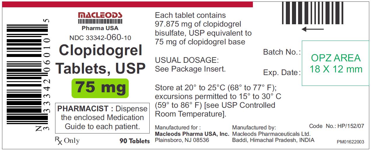 Clopidogrel Bisulfate 75 mg Tablet Bottle 90 Tablets