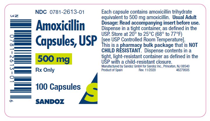 Amoxicillin 500 mg Capsule Bottle 100