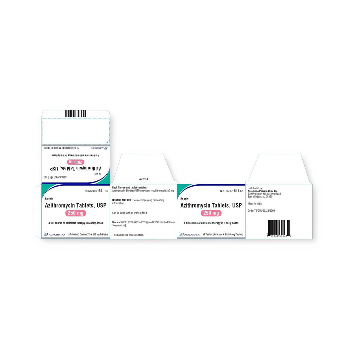 Azithromycin 250 mg Tablet, 1 x 3 x 6 Box (Z Pack/Z-Pack)