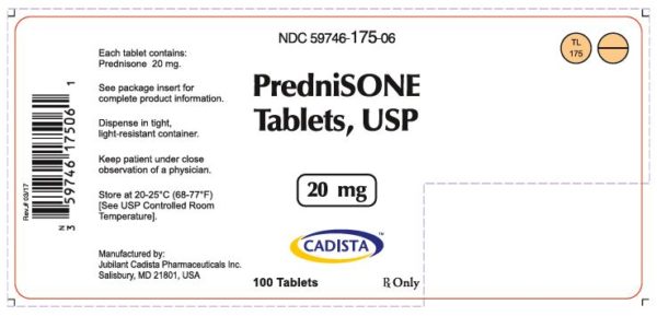 Prednisone 20 Mg Tablet Bottle 100 Tablets Merit Pharmaceutical
