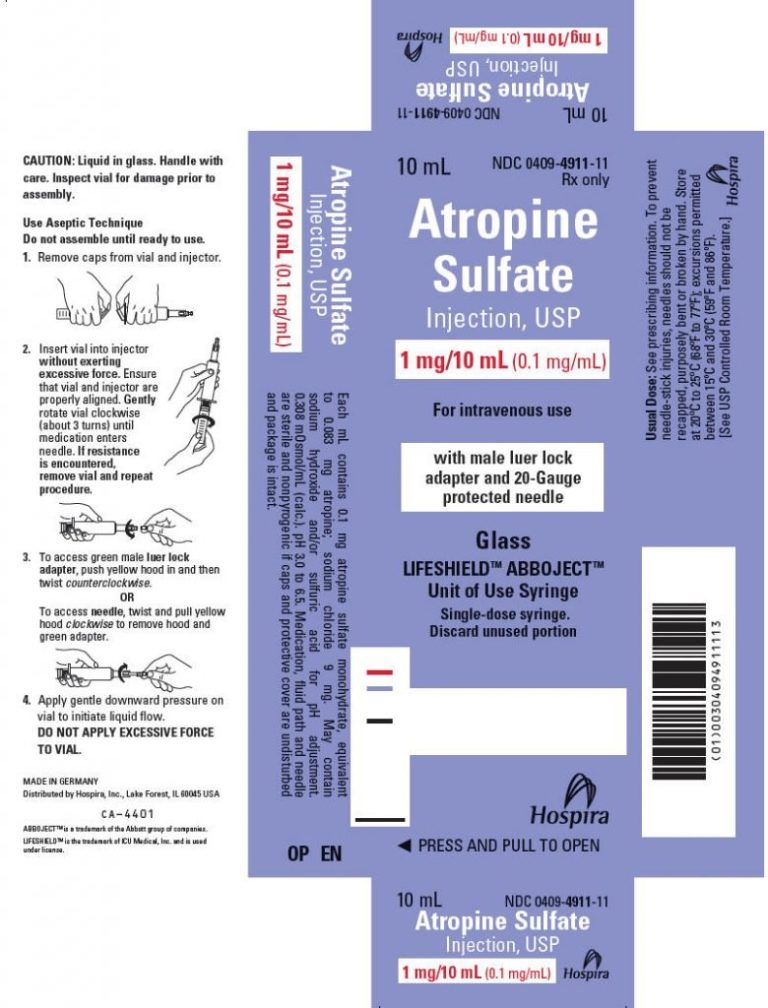 Atropine Sulfate, Preservative Free 0.1 mg / mL Injection Prefilled Syringe 10 mL Adult Pack 10