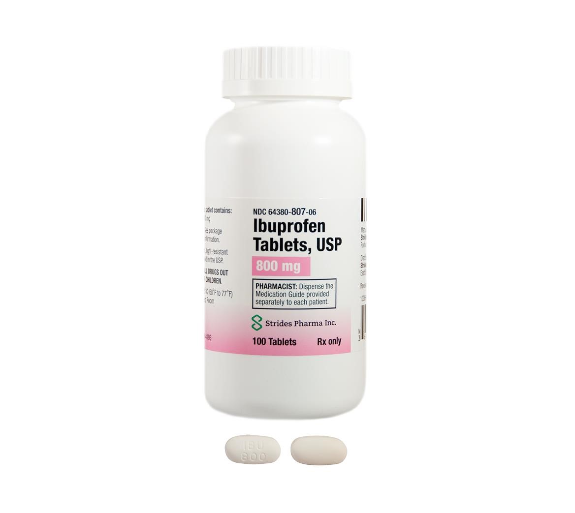 Ibuprofen 800 mg Tablet Bottle 100 Tablets (RX Only)