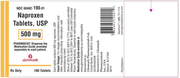 Naproxen 500 mg Tablet Bottle 100 Tablets