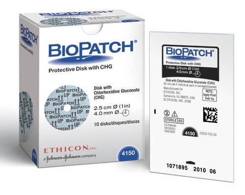 Biopatch Antimicrobial Dressing 1″ Disk, 4mm, Sterile, Latex-Free, 10/Box # 4150