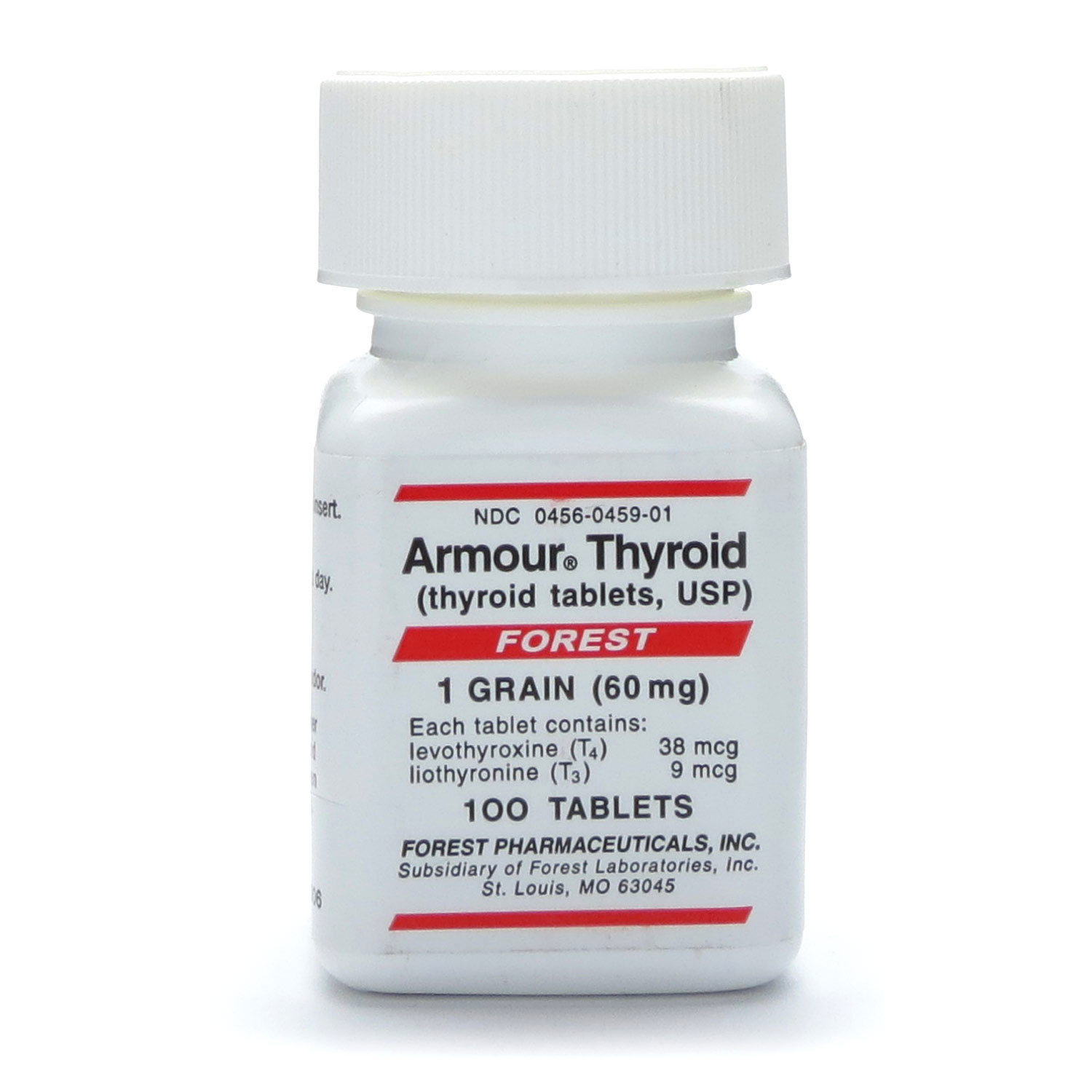 Thyroid, Armour®, 1 Grain/60mg, 100 Tablets/Bottle 00456-0459-01 / 00456045901