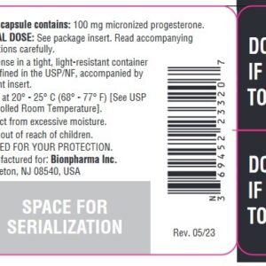PROGESTERONE (PROMETRIUM) CAPSULES 100MG, 100 BOTTLE