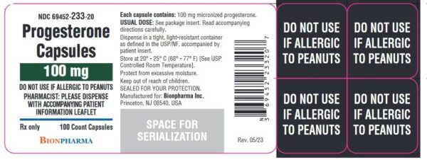 Progesterone (Prometrium) Capsules 100mg, 100 Bottle
