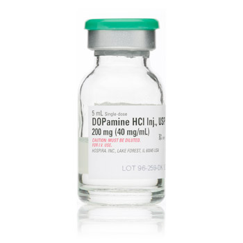 Dopamine HCl, Preservative Free 40 mg / mL Injection Single-Dose Vial 5 mL, 1 x 25 x 5mL