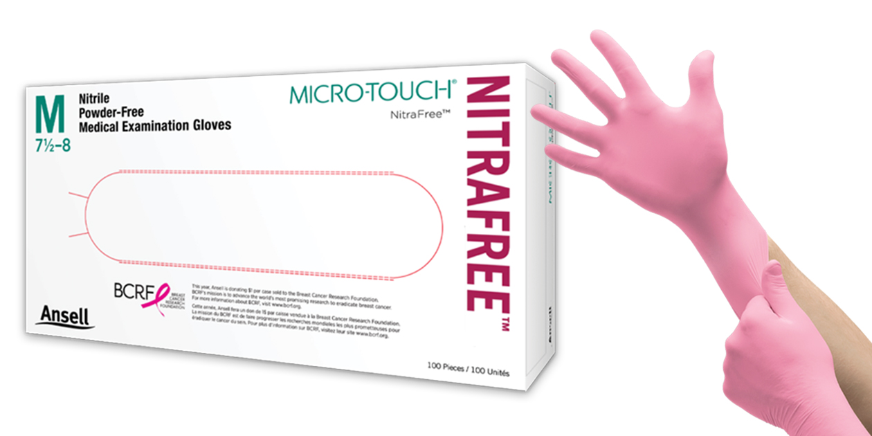 Exam Glove Micro-Touch® NitraFree Non-Sterile PINK Gloves, Small 100/Box #6034511