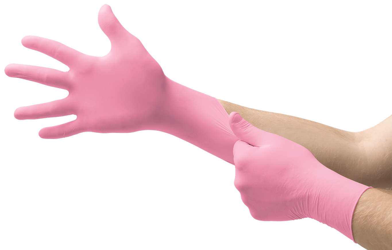 Exam Glove Micro-Touch® NitraFree Non-Sterile PINK Gloves Small and Medium Box/200; Large Box/100 - Image 2