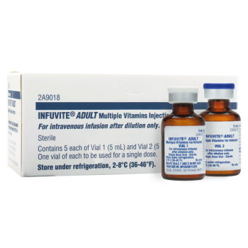 INFUVITE ADULT, MULTIPLE VITAMINS FOR INFUSION, SINGLE DOSE PAK, 5ML NDC  05464356491 SHIP IN ICE - Image 2