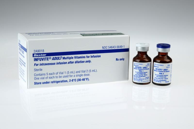 INFUVITE ADULT, MULTIPLE VITAMINS FOR INFUSION, SINGLE DOSE PAK, 5ML NDC  05464356491 SHIP IN ICE - Image 2