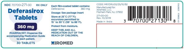 Deferasirox Tablets, 360mg - 30ct Bottle