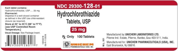 Hydrochlorothiazide Tab 25mg, 100 Bottle