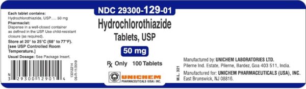 Hydrochlorothiazide Tab 50mg, 100 Bottle