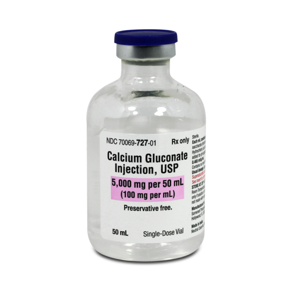 Calcium Gluconate, Preservative Free 10%, 100 mg / mL Intravenous Injection Single Dose Vial