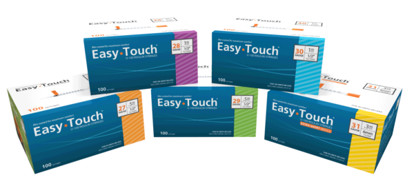 Easy Touch Insulin Syringe with Needle 100 Box