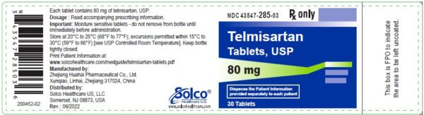 Telmisartan 80mg 30/Bottle
