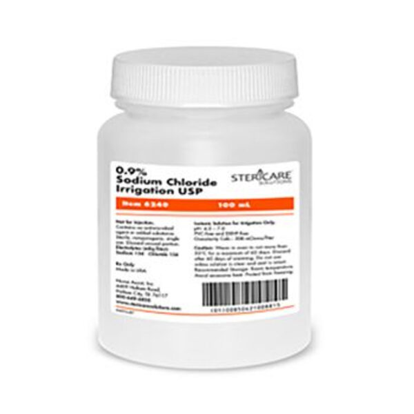 Stericare Solutions 6240 - USP Normal Sterile Saline Screw Top Container 100mL For Wound Care Use 48 Case