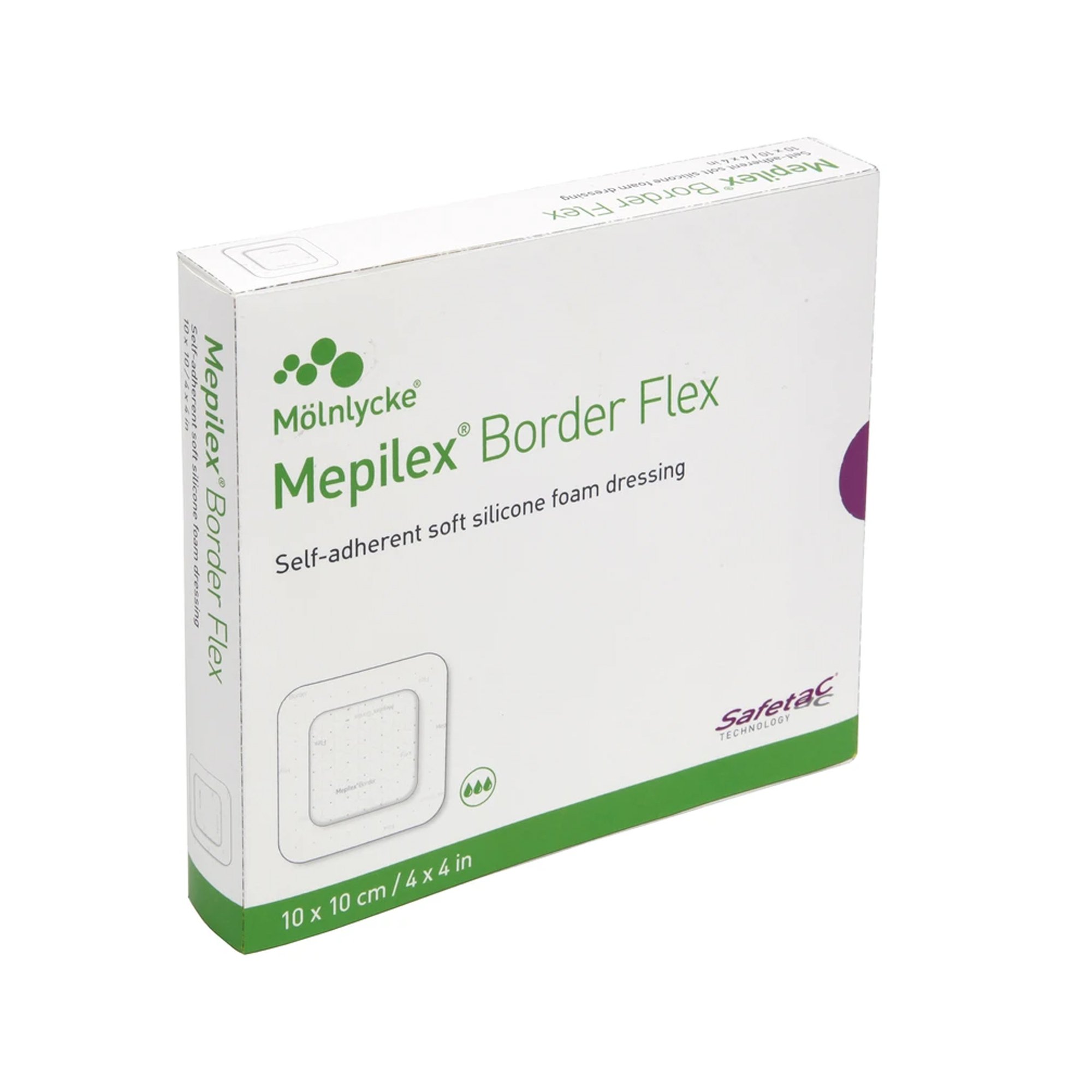 FOAM DRESSING BORDER FLEX W/ BORDER FILM BACKING SILICON ADH SQUARE, STERILE, MEPILEX, 4 X 4 IN, 5 EACH PER BOX - Image 2