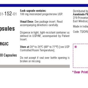 Progesterone 100mg NDC 59651015201
